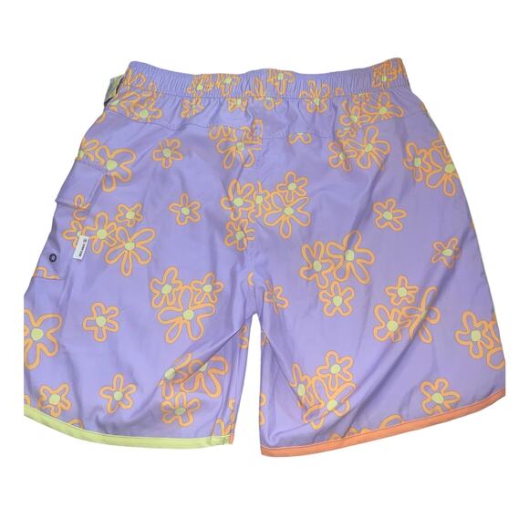 NWT SVRN CODE Swim Trunks Men’s XL Purple Orange Floral Board Shorts - Picture 4 of 5